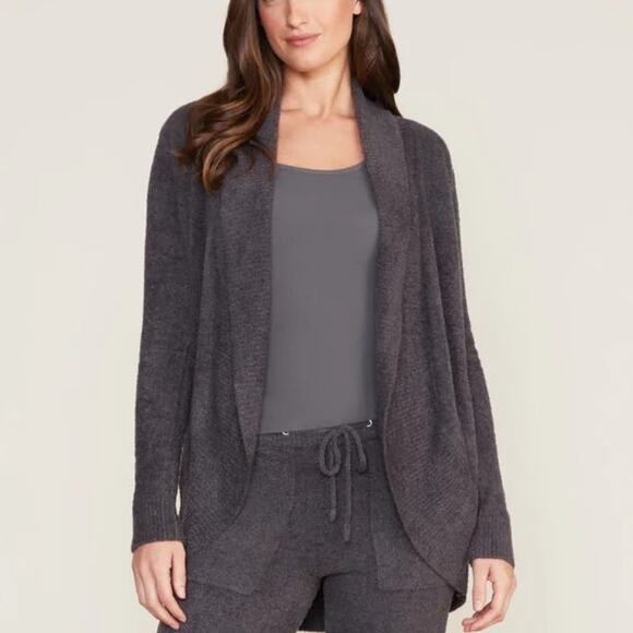 Barefoot Dreams CozyChic Lite Circle Cardigan Gray Open Front Sweater Size Small - Picture 2 of 7